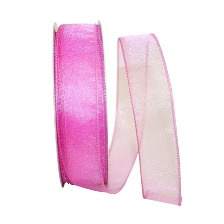 RELIANT RIBBON Sheer Lovely Value Wired Edge Ribbon Azalea 1.5 in. x 50 yards 99908W-963-09K